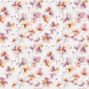 Seamless floral pattern. Floral background with pink hand drawn flowers. Fabric design. 