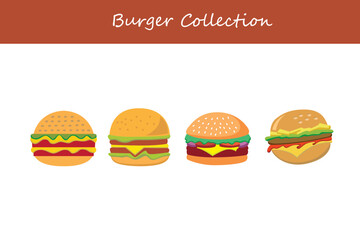 burger collection with flat style design
