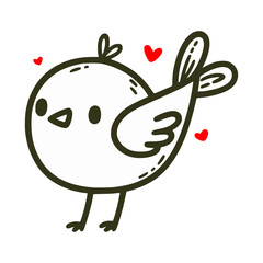cute bird cartoon doodle hand drawn vector illustration template design