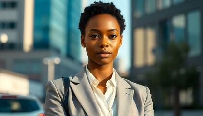 Fototapeta premium African business woman at city
