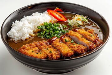 Fototapeta premium Japanese katsu curry with breaded pork cutlet and rice