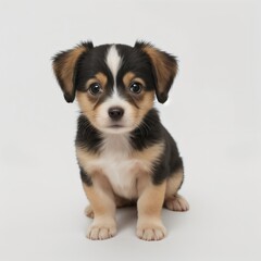 cute Adorable Puppy Sitting on white background