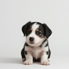 cute Adorable Puppy Sitting on white background