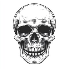 Obraz premium Halloween themed simple style skull isolated on white