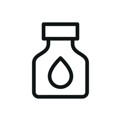 Essential oil bottle isolated icon, bottle with oil drop symbol vector icon with editable stroke