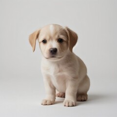 cute Adorable Puppy Sitting on white background