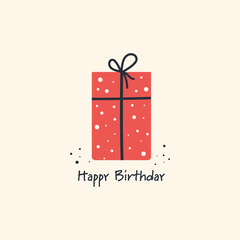 Happy birthday vector quote. Birthday gift in wrapping paper. Festive mood, greeting card.