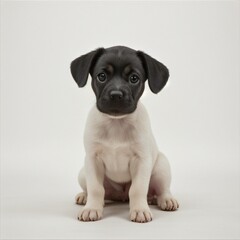 Fototapeta premium cute Adorable Puppy Sitting on white background