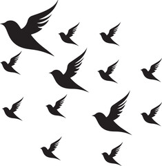 Flying birds set Vector flat icon. Design element for logo, print, card, flyer, fabric, poster.