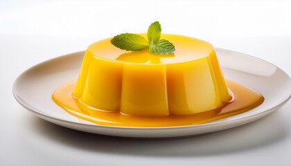 Chinese Food, Mango Pudding on white background isolated.