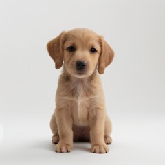 Fototapeta premium cute Adorable Puppy Sitting on white background
