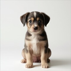 cute Adorable Puppy Sitting on white background