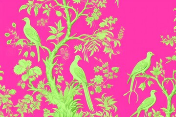 Birds wallpaper pattern green.