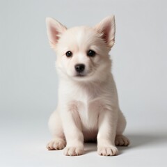 Obraz premium cute Adorable Puppy Sitting on white background