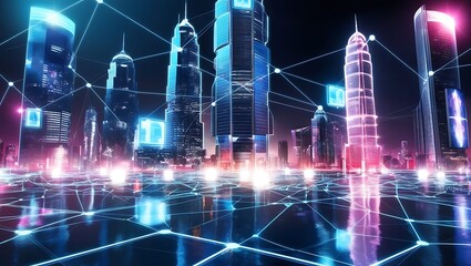 Fototapeta premium Global network connection. Big data analytics and business concept, world map point