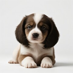 cute Adorable Puppy Sitting on white background