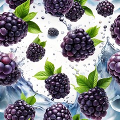 Fruit and berry background. Seamless pattern. Blackberry.