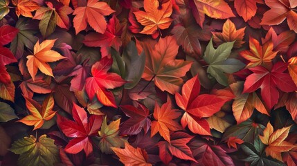 Fototapeta premium Autumn leaves pattern background top view