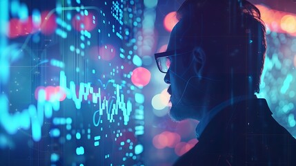 Obraz premium Businessman Reviewing Market Analysis Data, Copy Space, Portrait Shot