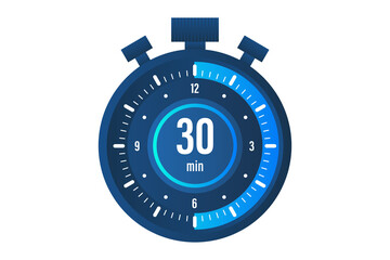 The 30 minutes stopwatch vector icon Stopwatch icon in flat style on a PNG background