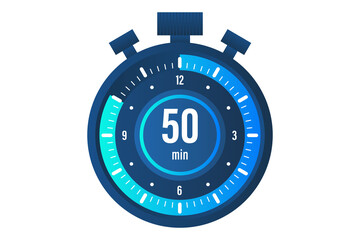 The 50 minutes stopwatch vector icon Stopwatch icon in flat style on a PNG background