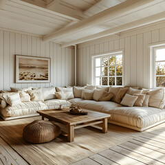 Cozy Minimalist Living Room with Wooden Floors Illustration
