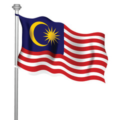 Malaysian Flag Clipart with the Flagpole