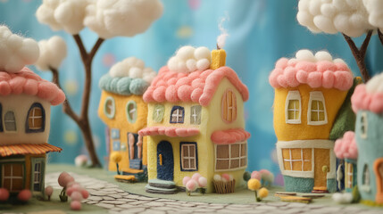 Cotton Candy Dreams: Streets Filled with Cloudy Shops and Wool Houses