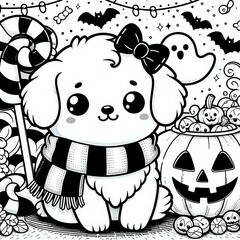 Obraz premium Halloween animal in Witch's Attire