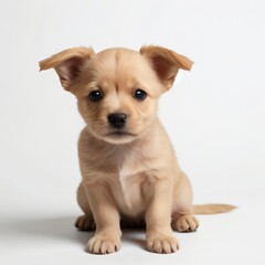 Obraz premium cute Adorable Puppy Sitting on white background