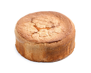 One tasty sponge cake isolated on white