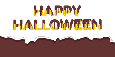Happy Halloween Background with letters and torn fabric background