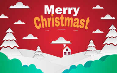 Christmast banner papercut illustration vector