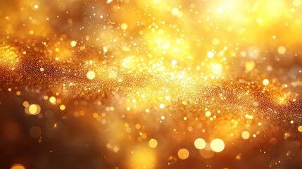 Obraz premium A beautiful abstract background featuring shimmering golden particles and sparkling lights, perfect for festive themes or celebrations.