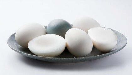 Chinese Food, Salted Duck Egg on white background isolated.
