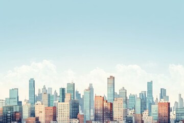 Retro 16-Bit Pixel Cityscape with Copy Space Sky