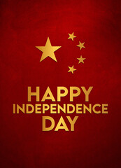 China Independence Day. China flag with stars creative ads design. social media post, 3D illustration.