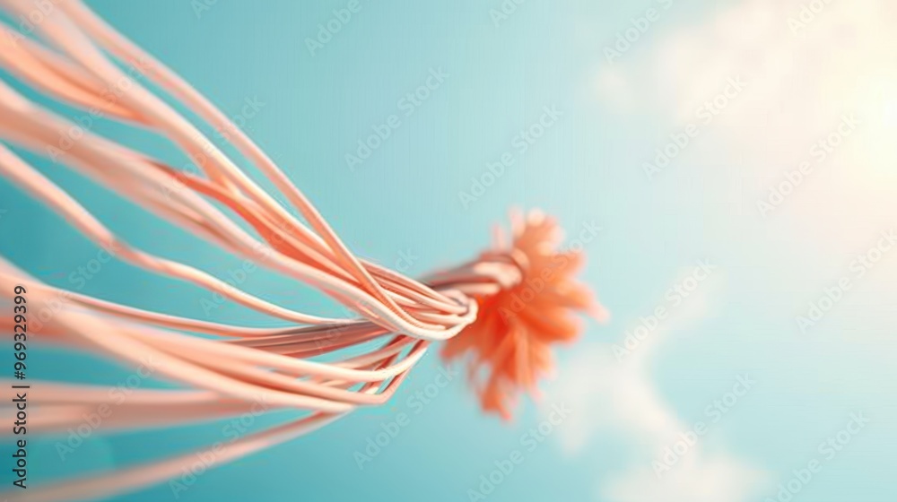 Poster create a surreal vision of networking and connectivity with cloud computing cables intertwined like 