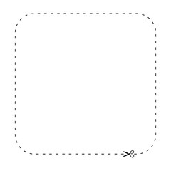 scissors on dashed line square shape, dash line and scissors, dash outline and scissors