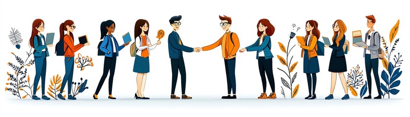 A diverse group of professionals engaging in networking, showcasing collaboration and communication in a lively business environment.