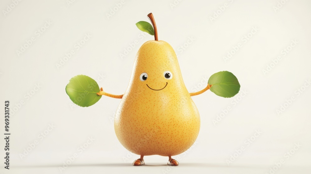 Wall mural Cute cartoon character of pear