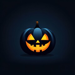 A spooky Halloween pumpkin with a carved face, glowing warmly in the dark, perfect for festive decorations and events.
