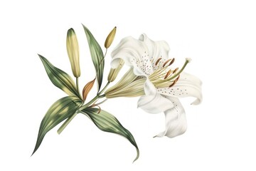 Lilly flower illustration white lily.