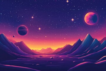 Retro 8-Bit Outer Space Background with Pixelated Comets and Blank Starry Sky Copy Space