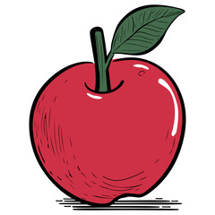 Hand Drawn Illustration of a red apple.
