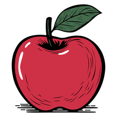 Hand Drawn Illustration of a red apple.