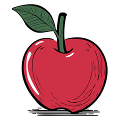 Hand Drawn Illustration of a red apple.