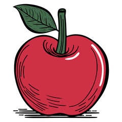 Hand Drawn Illustration of a red apple.