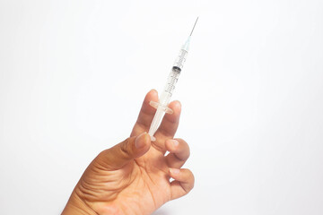 a man using a injector with white isolated