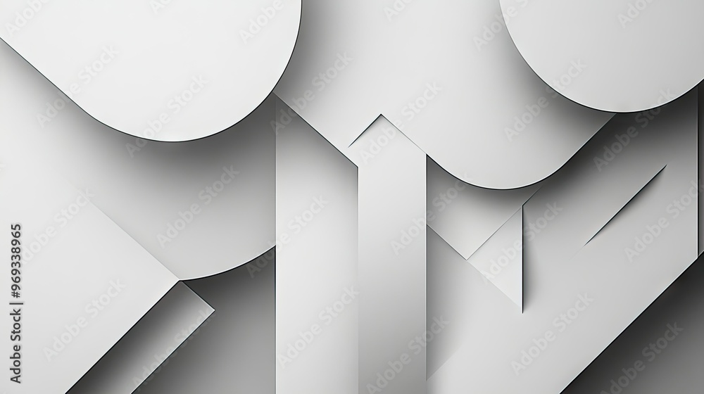 Poster abstract geometric shapes with a monochromatic color scheme, creating a minimalist and sleek backgro
